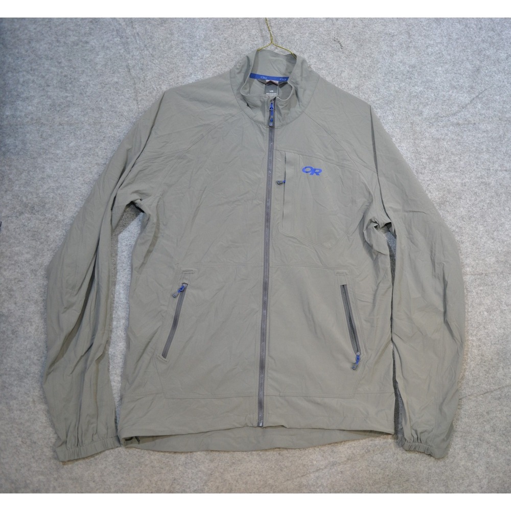 Outdoor Research Ferrosi Jacket Mens L Gray Softshell Lightweight Hiking Zip